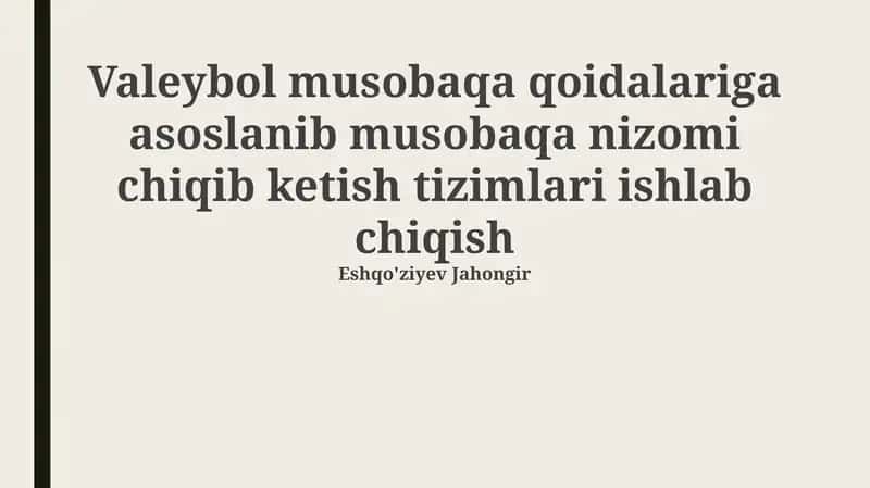 Voleybol musobaqa qoidalari 1