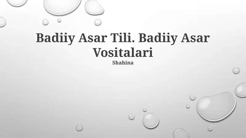 Badiiy Asar Tili 1