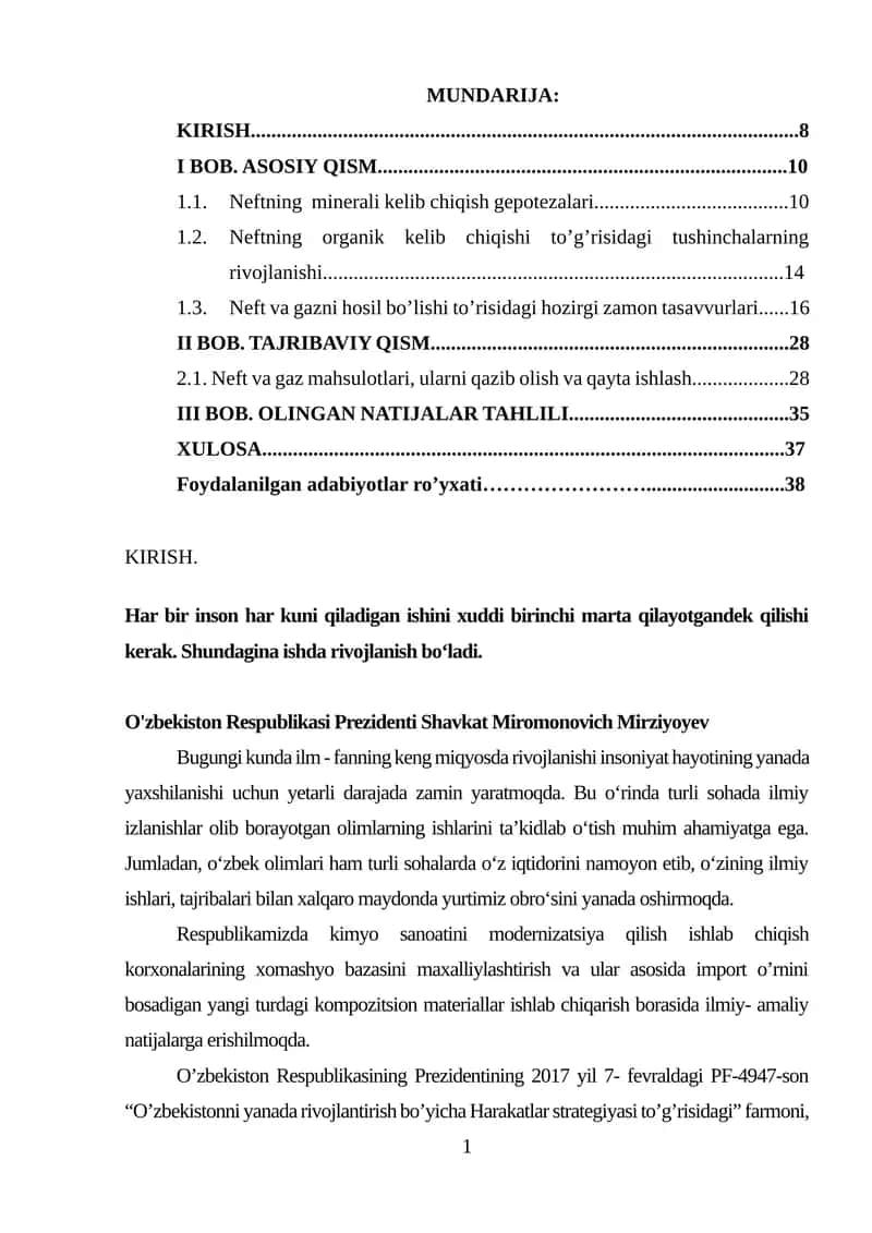Neft va gazni paydo bo'lishi 1