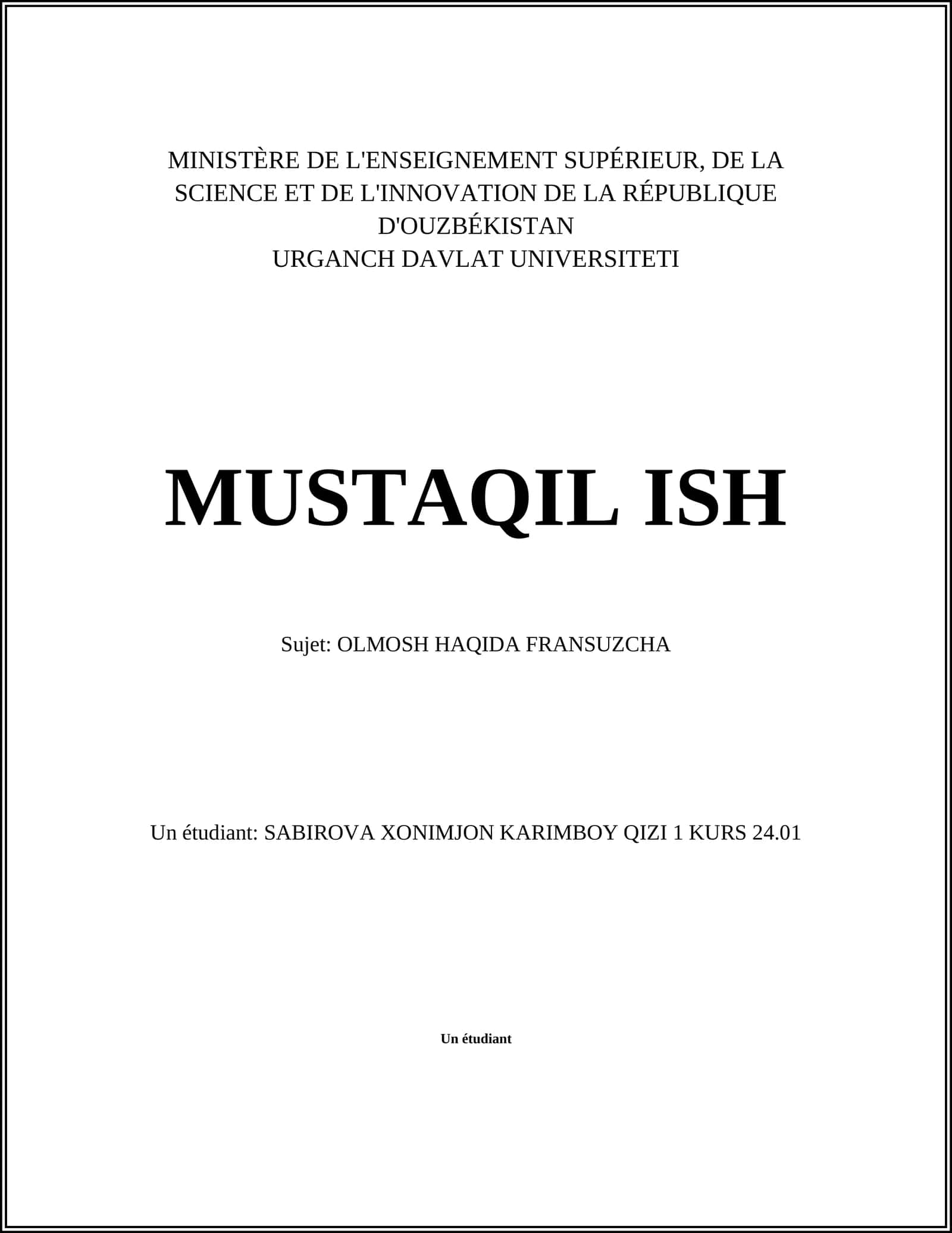OLMOSH HAQIDA FRANSUZCHA 1