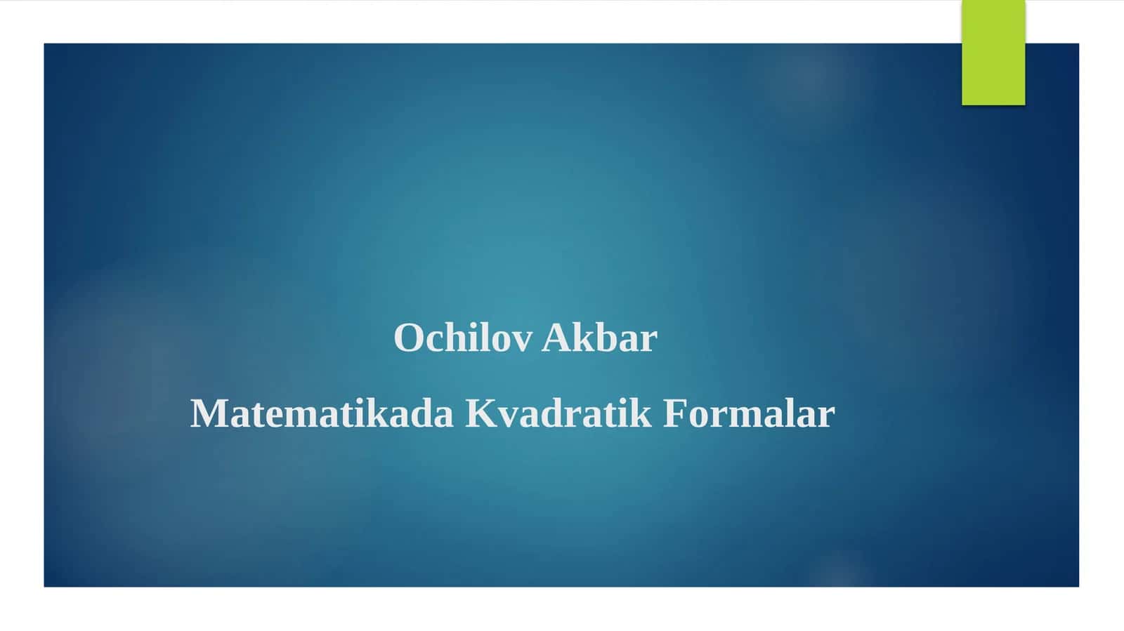 Kvadratik Formalar 1