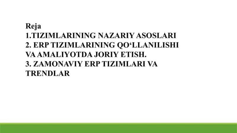 ERP TIZIMLARINING QO‘LLANILISHI VA AMALIYOTDA JORIY ETISH 1