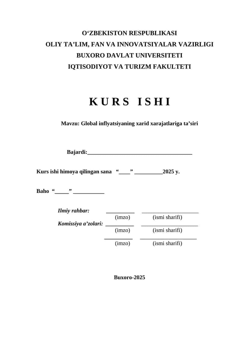 Global inflyatsiyaning xarid xarajatlariga ta’siri 1