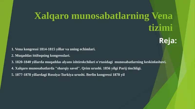 Vena kongressi 1814-1815 yillar va uning echimlari 1