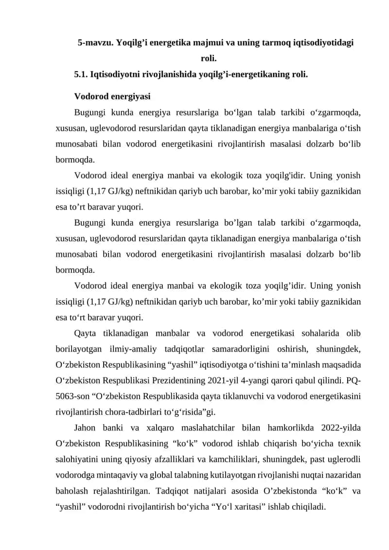 Vodorod energiyasi 1