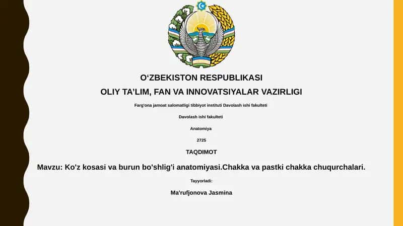 Ko'z kosasi va burun bo'shlig'i anatomiyasi 1