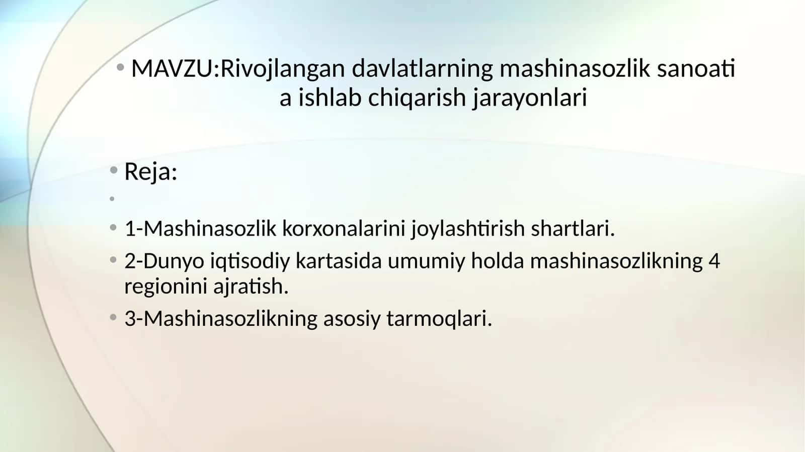Rivojlangan davlatlarning mashinasozlik sanoati va ishlab chiqarish jarayonlari 1