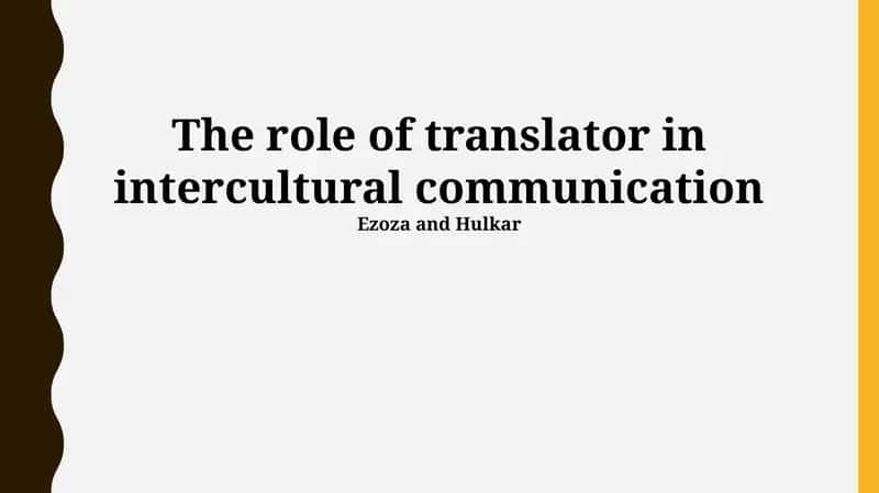 The role of translator in intercultural communication 1