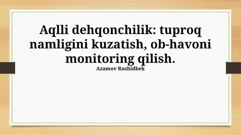 Aqlli Dehqonchilik 1