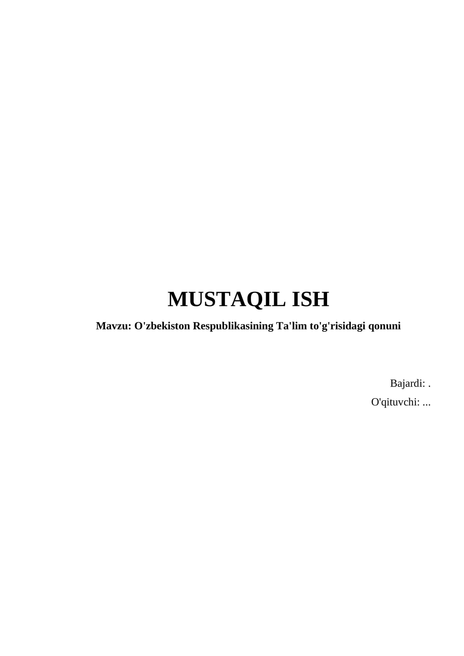 O'zbekiston Respublikasining Ta'lim to'g'risidagi qonuni 1