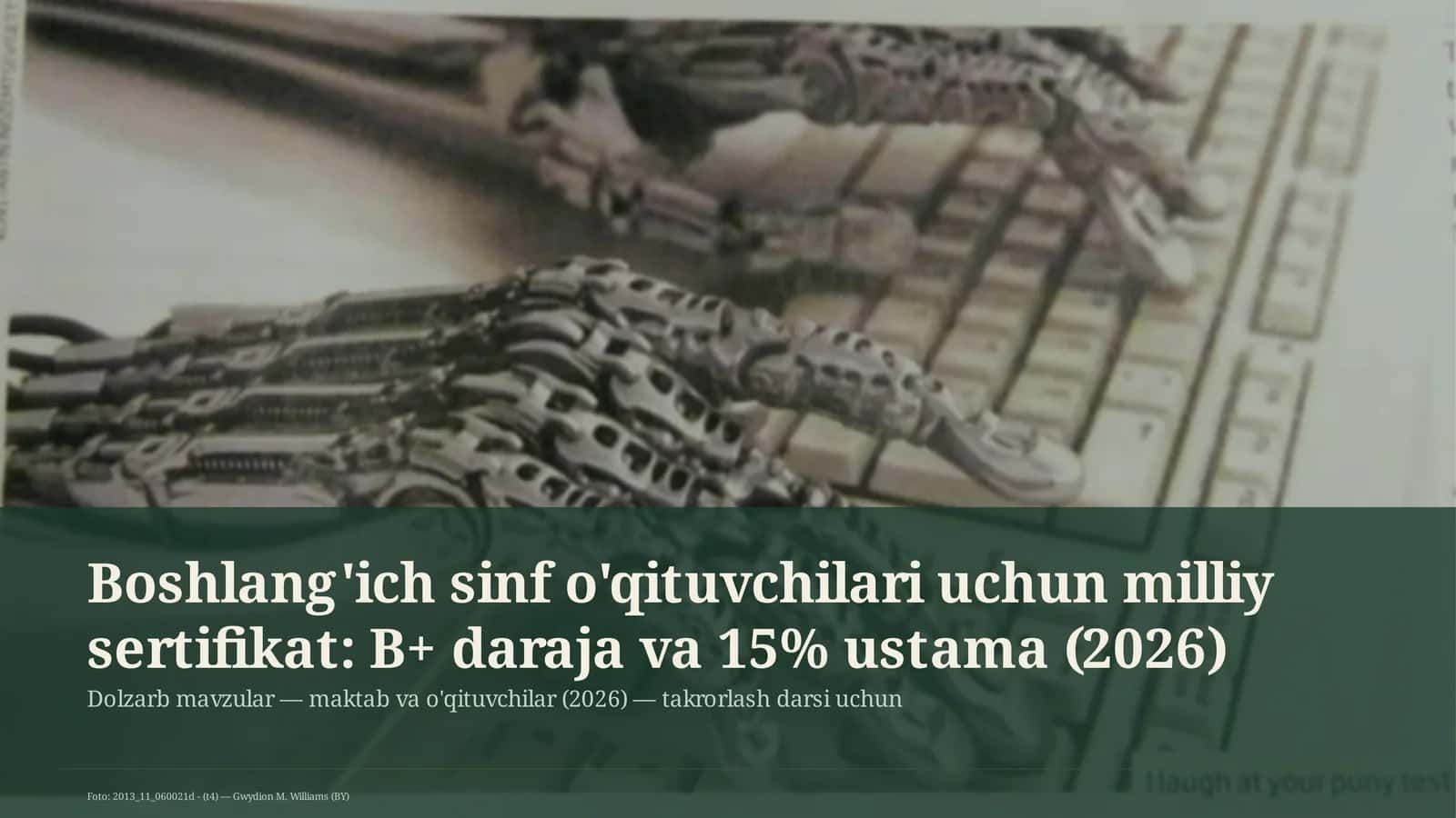 Milliy sertifikat: B+ daraja va 15% ustama 1