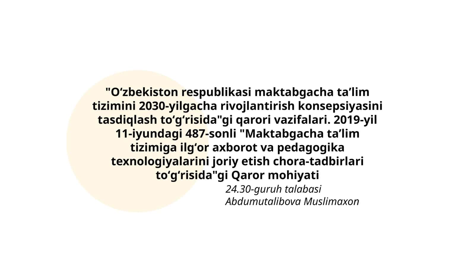 Maktabgacha taʼlim tizimini rivojlantirish 1