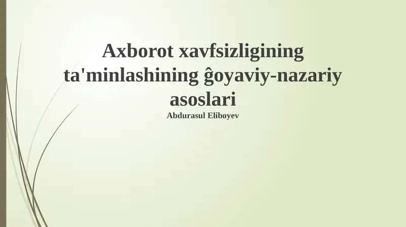 Kriptografiya va axborot xavfsizligi 1
