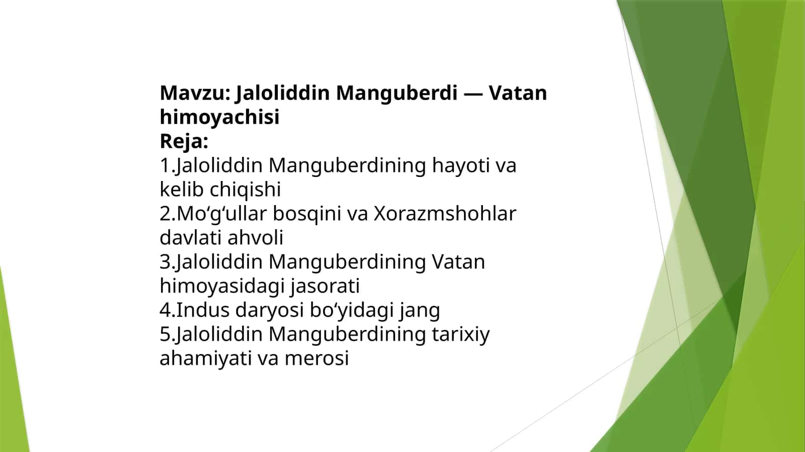 Jaloliddin Manguberdi — Vatan himoyachisi 1