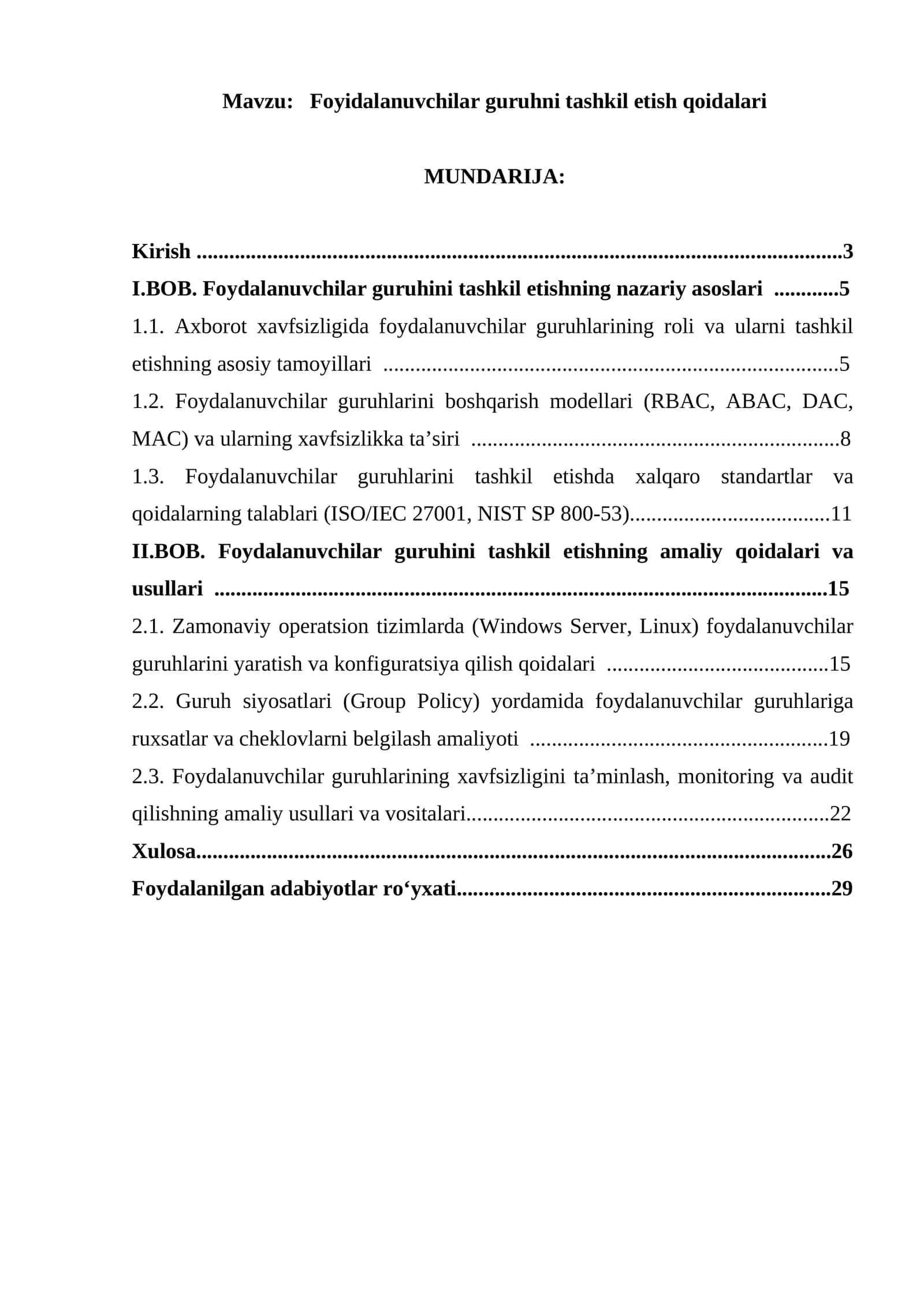 Foyidalanuvchilar guruhni tashkil etish qoidalari 1