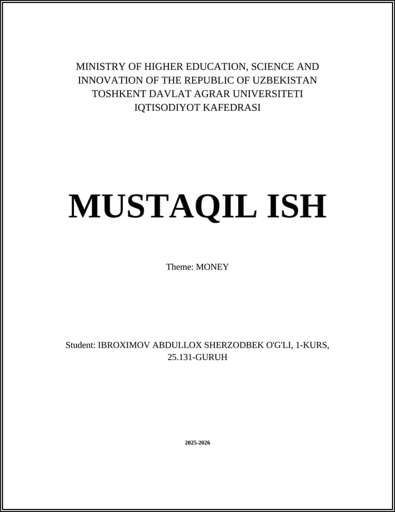 MUSTAQIL ISH 1