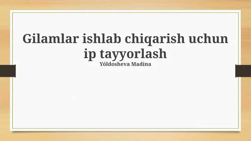 Gilamlar ishlab chiqarish uchun ip tayyorlash 1