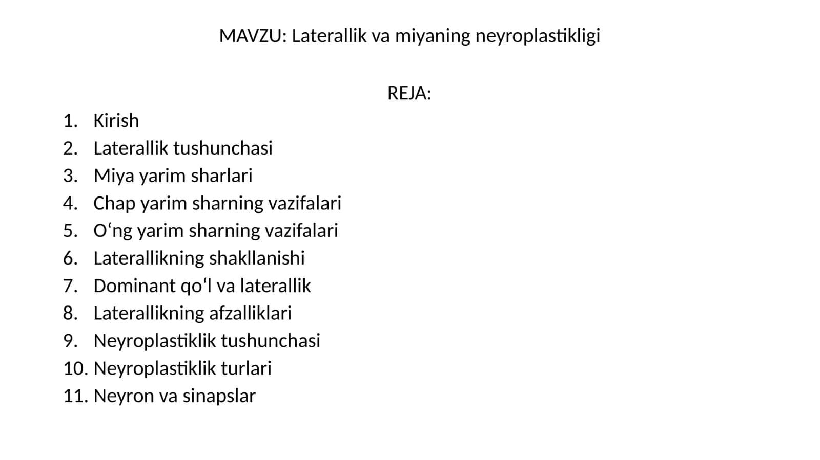 Laterallik va miyaning neyroplastikligi 1
