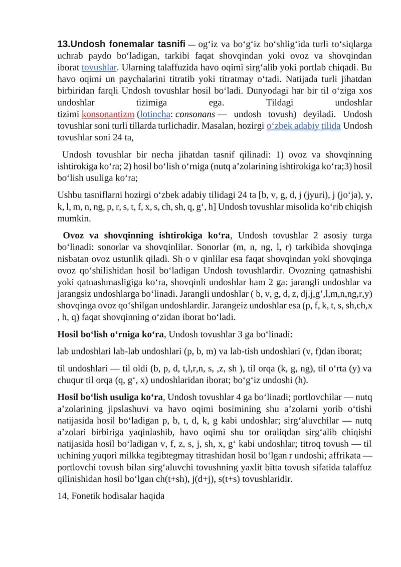 Undosh fonemalar tasnifi 1