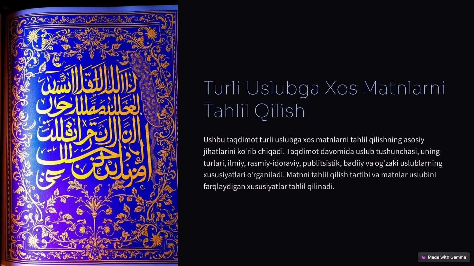 Turli Uslubga Xos Matnlarni Tahlil Qilish 1