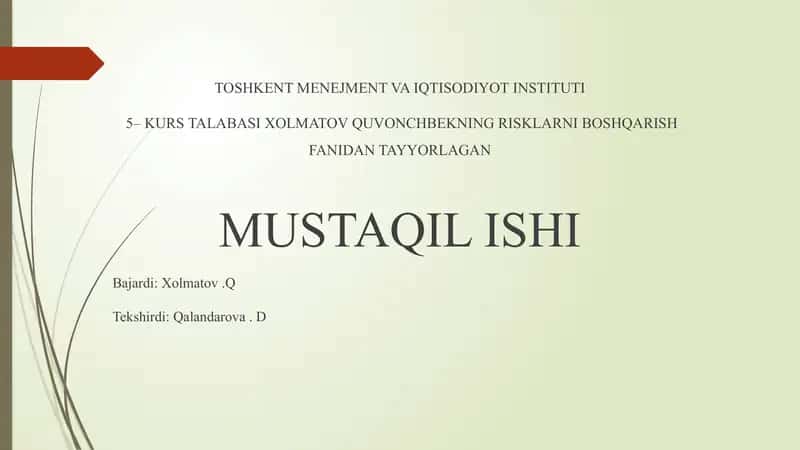 Banklarni risklar orqali tartibga solish 1