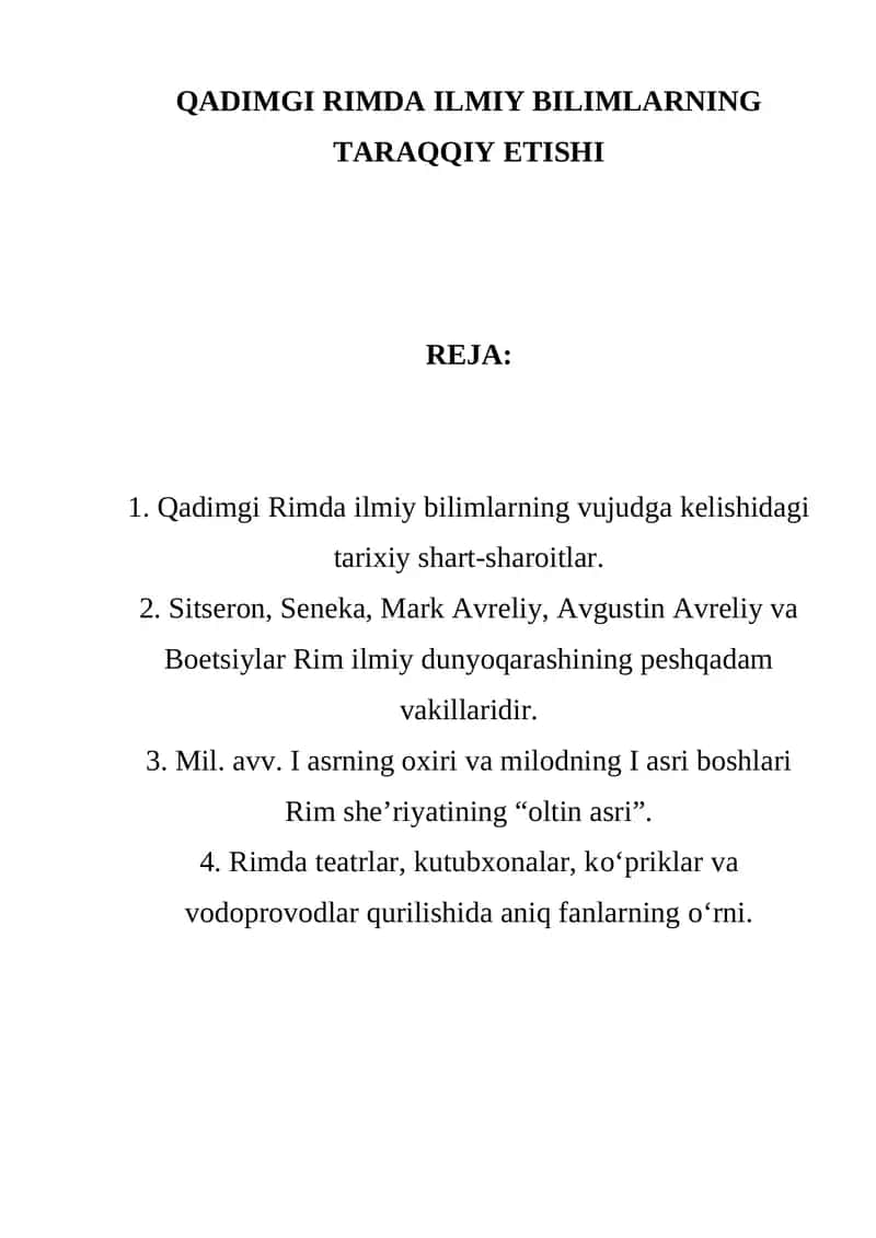 Qadimgi Rimda ilmiy bilimlarning taraqqiy etishi 1