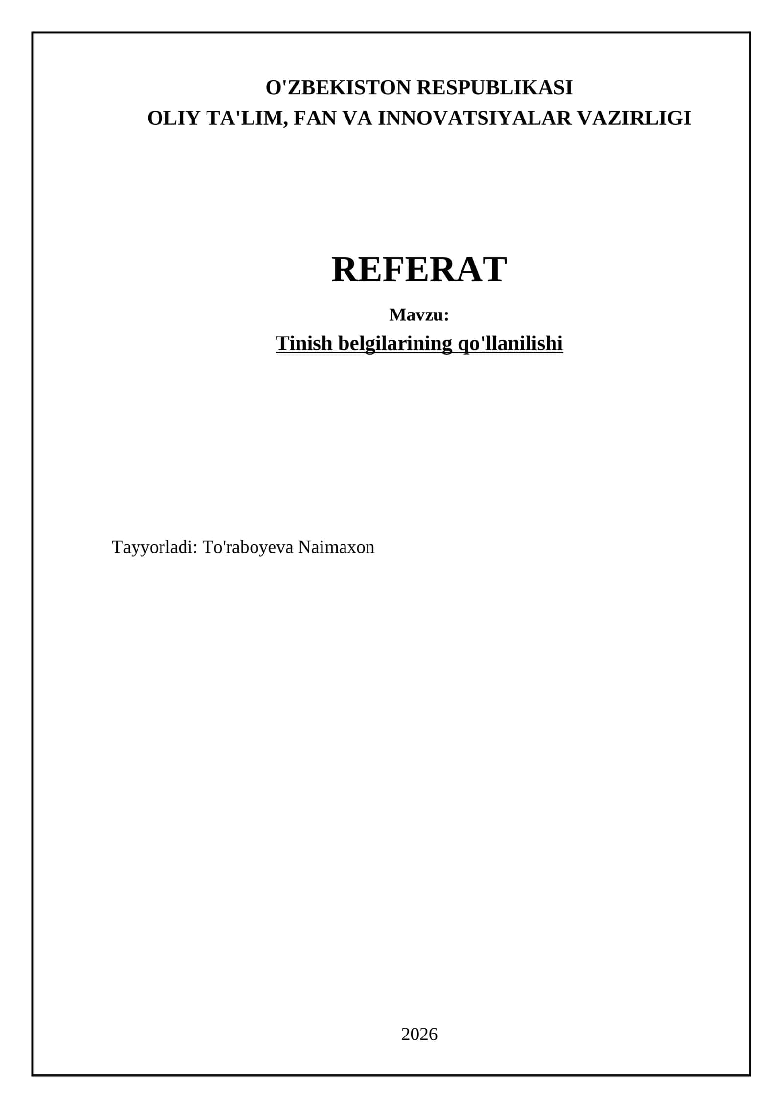 Tinish belgilari 1