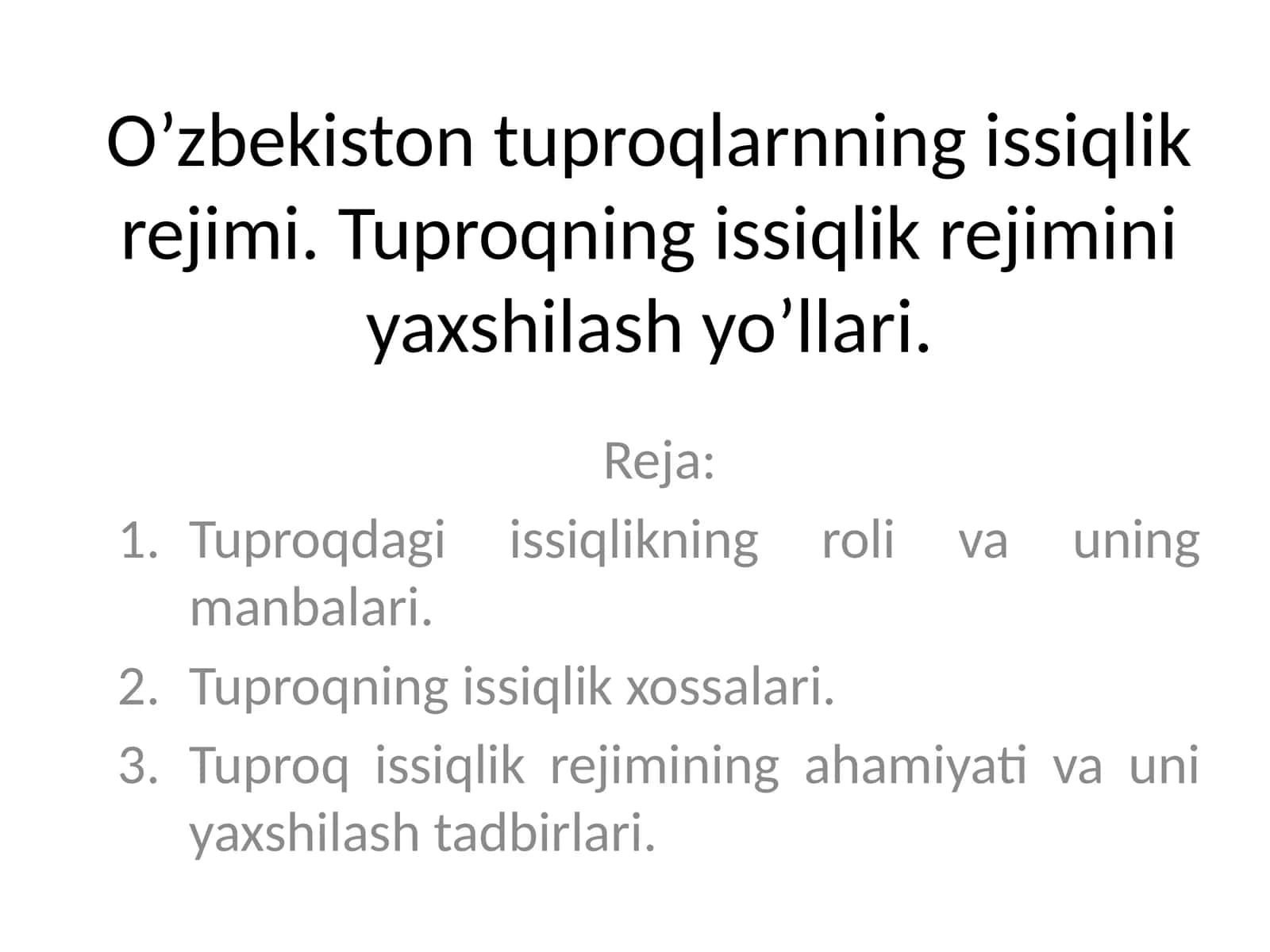 Tuproqning issiqlik rejimi 1