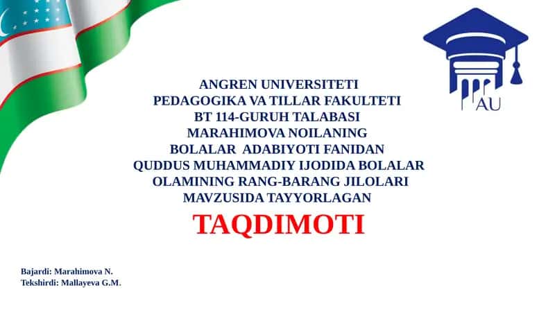 Quddus Muhammadiy Ijodida Bolalar Olamining Rang-Barang Jilolari Taqdimoti 1