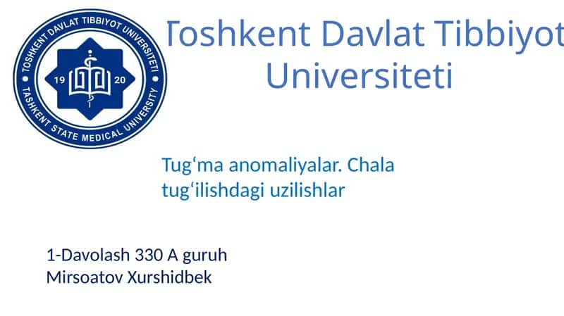 Tugʻma anomaliyalar. Chala tugʻilishdagi uzilishlar 1