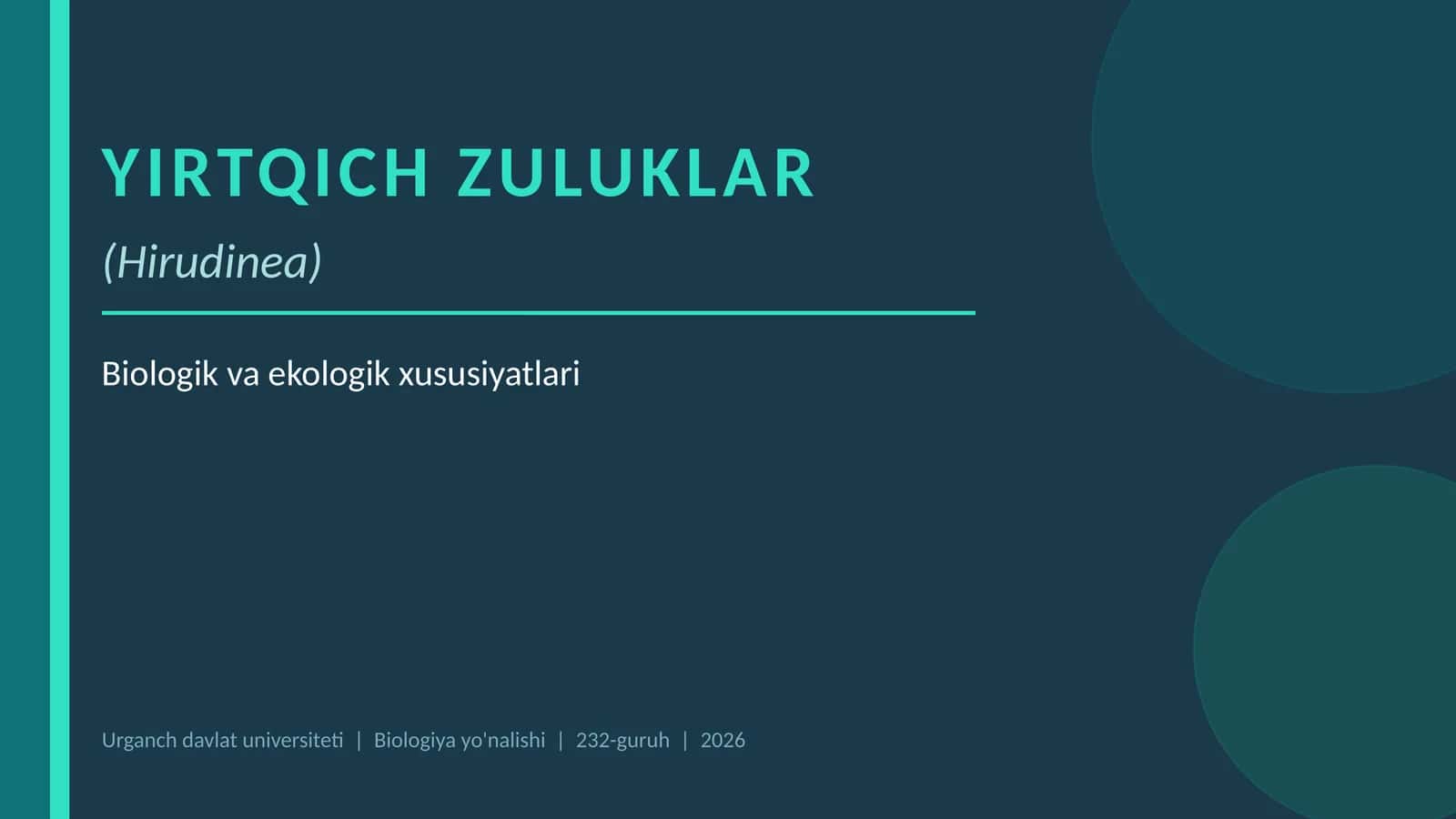 Yirtqich zuluklar (Hirudinea) 1