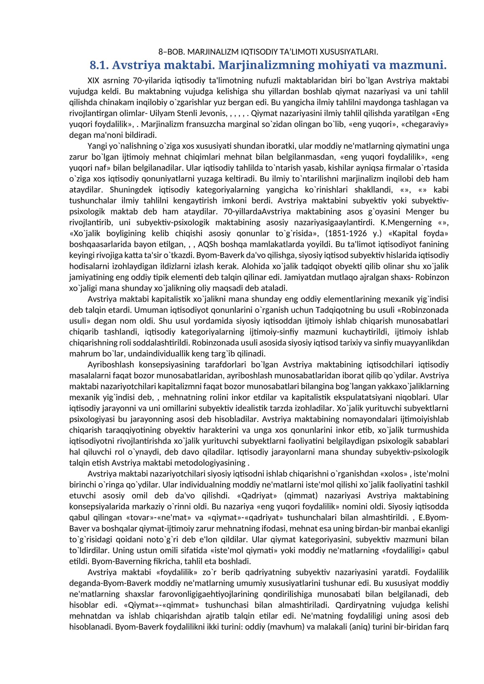 MАRJINАLIZM IQTISODIY TА’LIMOTI XUSUSIYАTLАRI 1