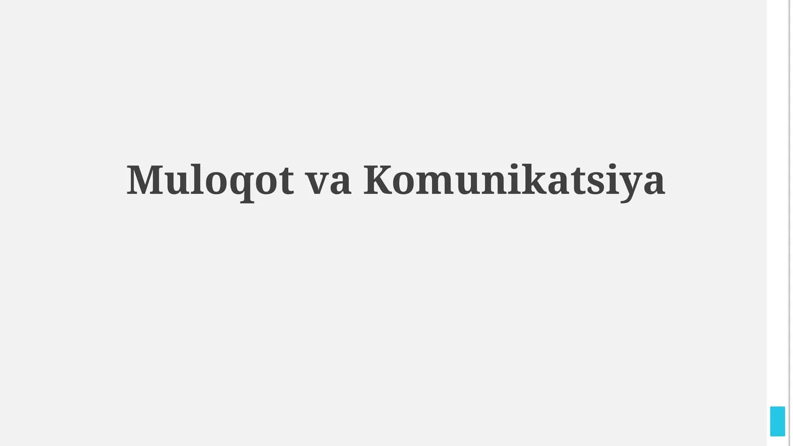 Muloqot va Komunikatsiya 1