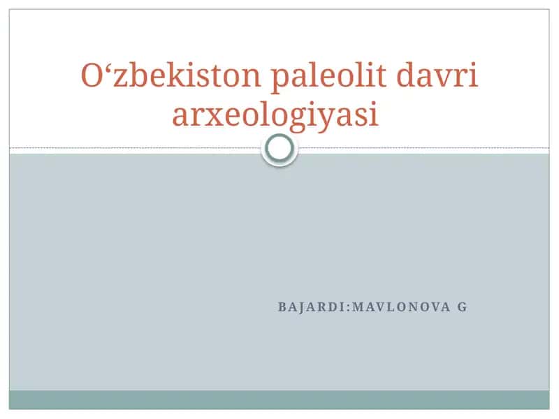 Oʻzbekiston paleolit davri arxeologiyasi 1