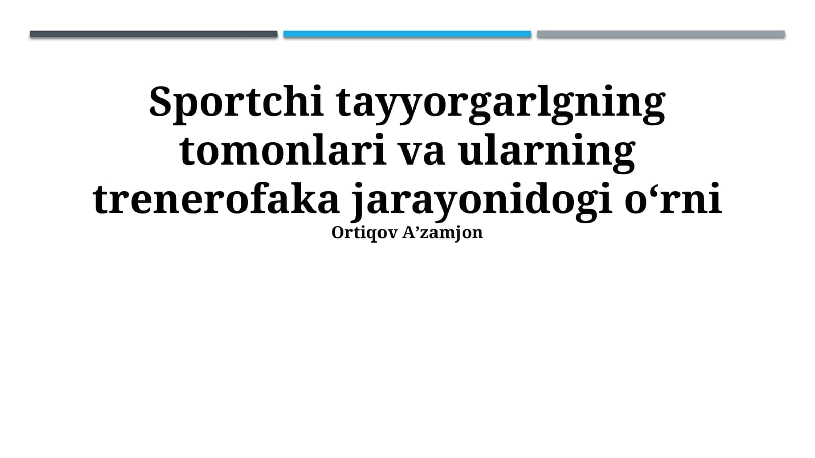 Sport Tayyorgarligi Aspektlari 1