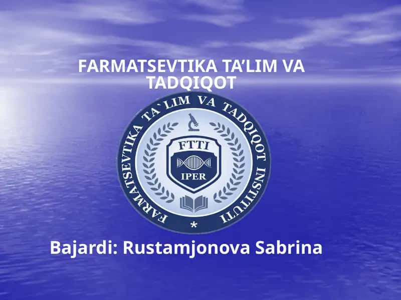 Farmatsevtika Ta’lim va Tadqiqot 1