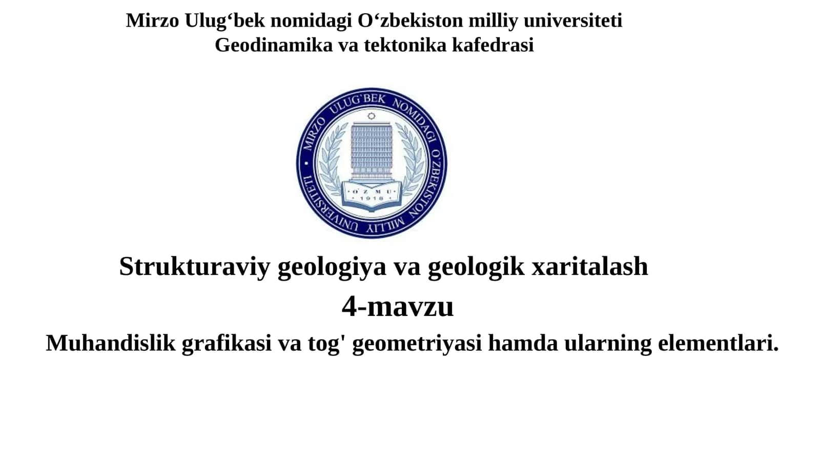 Muhandislik grafikasi va tog' geometriyasi 1