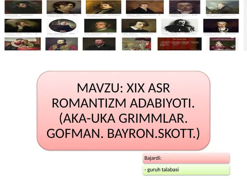 PPT XIX asr  Romantizm adabiyoti 1