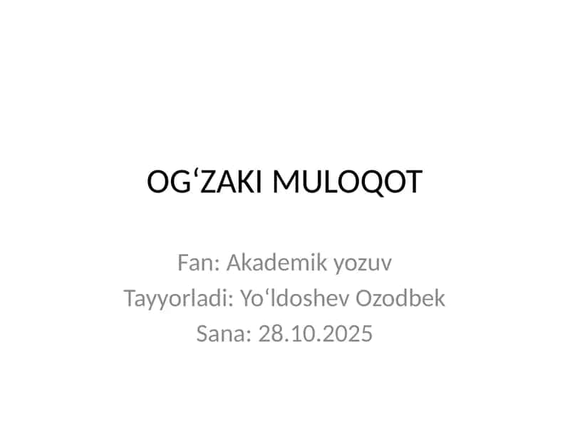 OG‘ZAKI MULOQOT 1