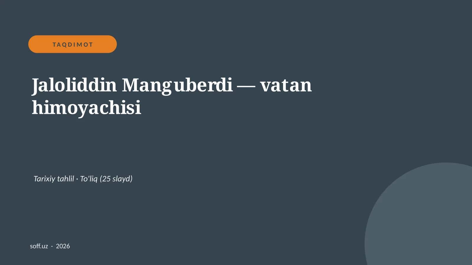 Jaloliddin Manguberdi — vatan himoyachisi 1