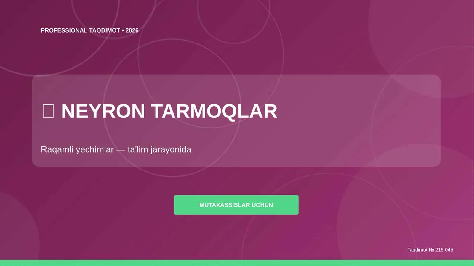 Neyron tarmoqlar: raqamli yechimlar (ta'lim jarayonida) 1