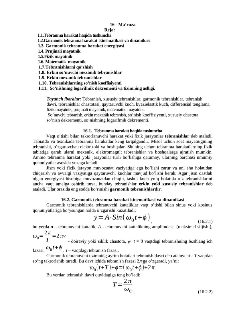 garmonik va tebranma harakat 1