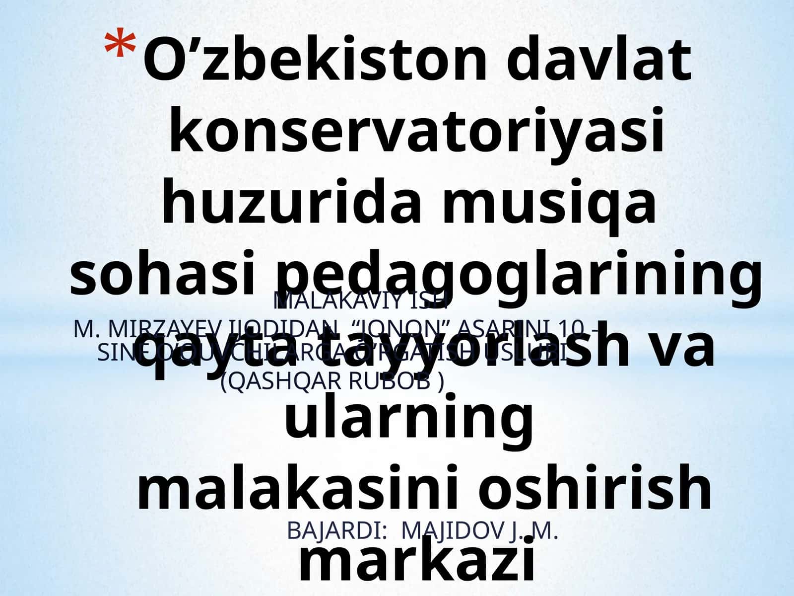 Jonon Asarini 10-sinf O'quvchilarga O'rgatish Uslubi 1