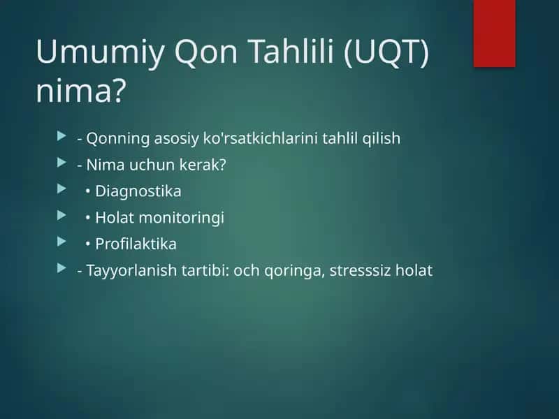 Umumiy Qon Tahlili (UQT) 1