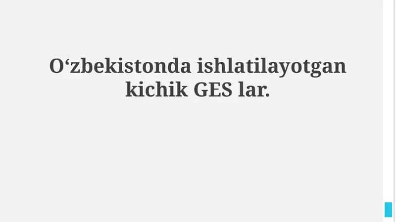 Oʻzbekistonda kichik GESlar 1