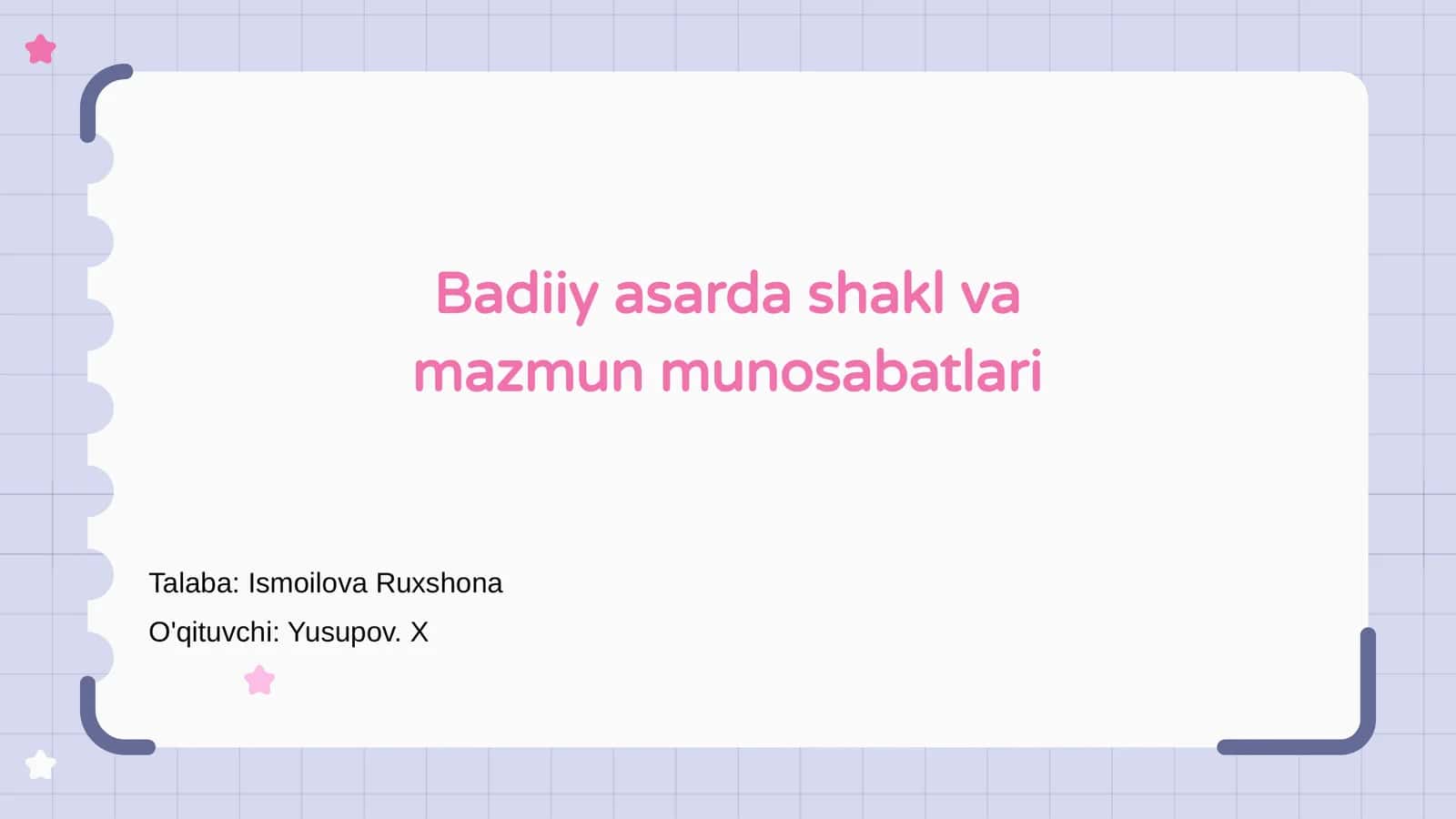 Badiiy asarda shakl va mazmun munosabatlari 1