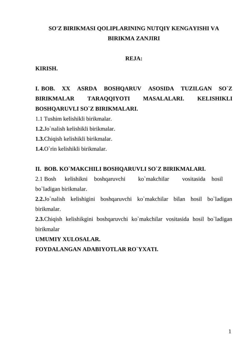 SO'Z BIRIKMASI QOLIPLARINING NUTQIY KENGAYISHI VA BIRIKMA ZANJIRI 1