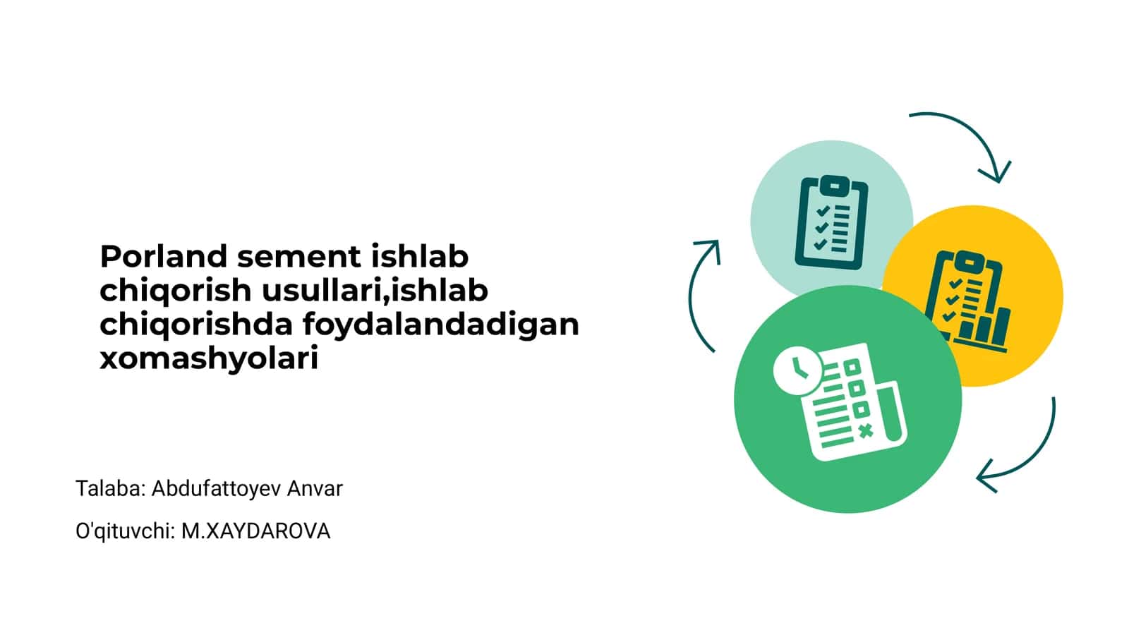 Porland sement ishlab chiqorish usullari 1