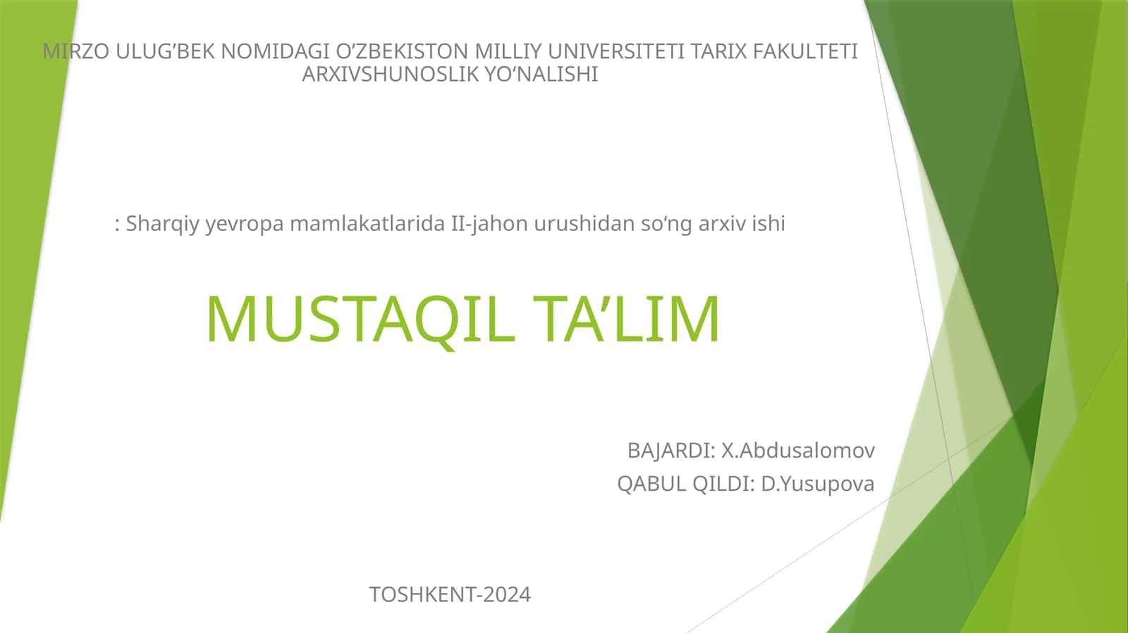 Markaziyyevropa mamlakatlarida II-jahon urushidan so‘ng arxiv ishi 1