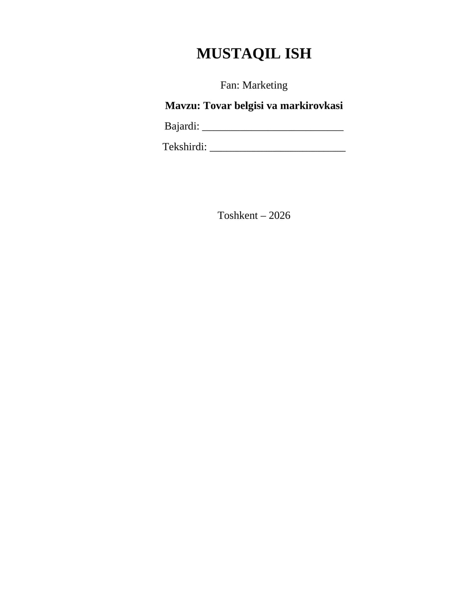 Tovar belgisi va markirovkasi 1